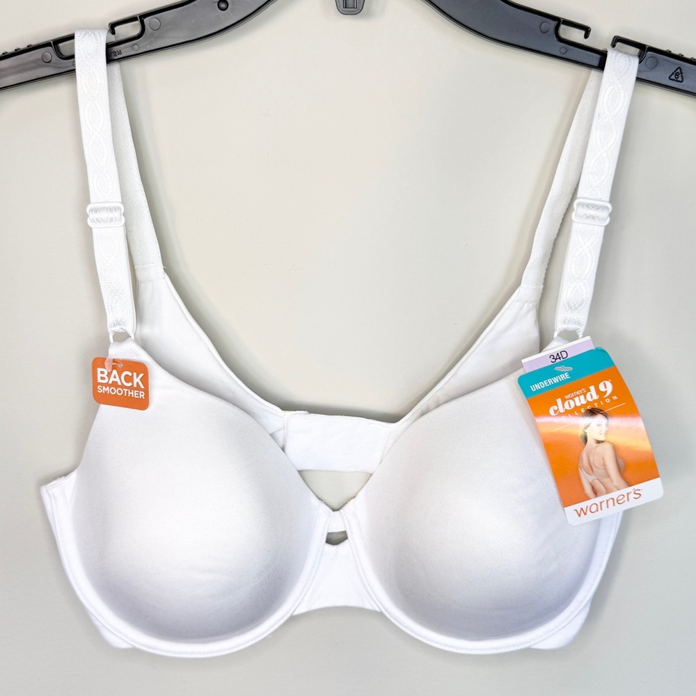 Warner's NWT Cloud 9 Underwire Back-Smoother Bra RB1691A in White 34D